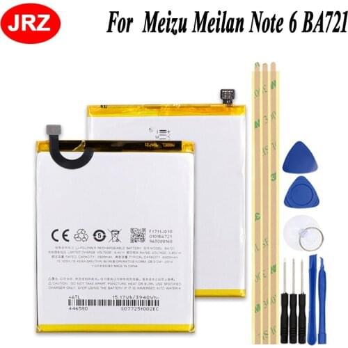 JRZ For Meizu Meilan Note 6 BA721 Phone Battery 3920mAh Hight Capacity Replacement Batteries For Meizu Note 6 BA721+Tools