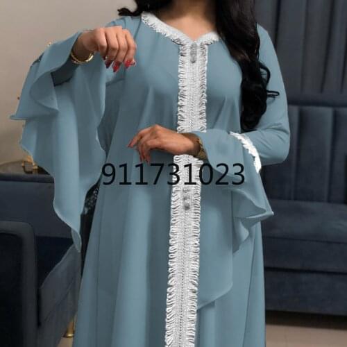 Arabic Dress Tassel White Abaya Women Djellaba Muslim Fashion Islamic Clothing For Girls Lotus Sleeve Robes Plus Size Boubou