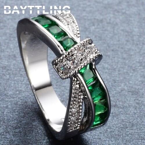 BAYTTLING Elegant Green Zircon 925 Sterling Silver Ring 6#7#8#9#10# Ring For Lady Wedding Party Jewelry Gift