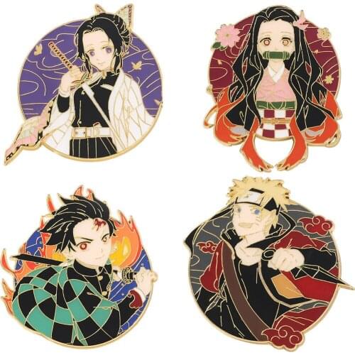 New Arrival Demon Slayer Brooch Tanjirou Nezuko Fashion Alloy Enamel Pin Fans Badge for Women Men Gift