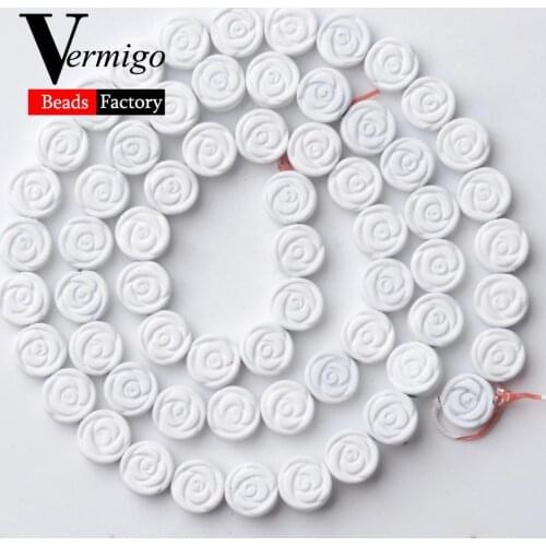 Natural Stone White Flowers Nanotech Rubber Hematite Beads For Jewelry Making 6mm Spacer Beads Diy Bracelets Accessories 15