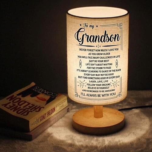 To My grandson Wood Table Lamp Modern Living Room Bedroom Bedside Lamp