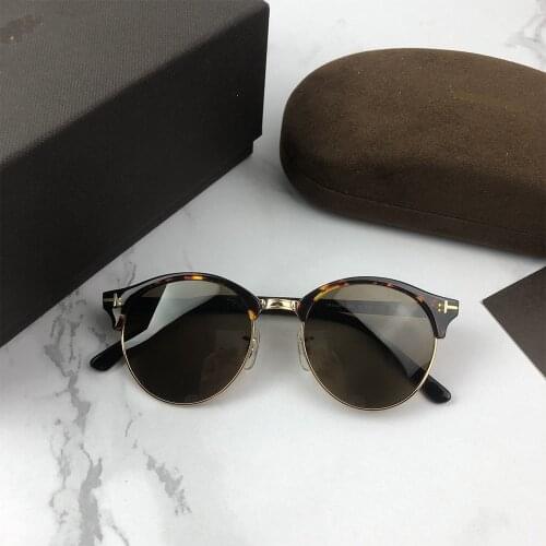 Eyeglow 2021 New Fashion Small Round Women Sunglasses for Men Half Acetate and Alloy Frame Sun Glasses 5448