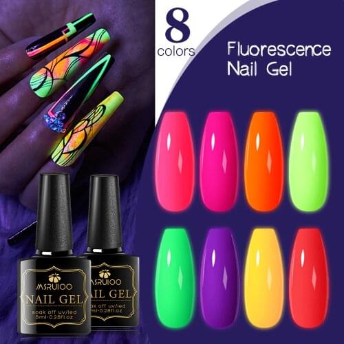 MSRUIOO 8ml Luminous Neon Nude Pink Gel Nail Polish Fluorescent Colorful Gel varnish Glow In The Dark Soak Off UV Gel Varnish