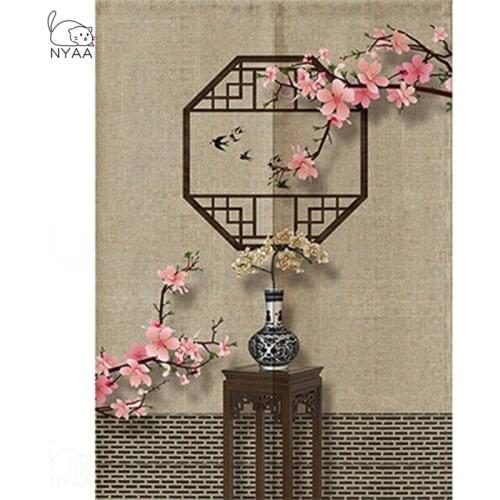 Chinese Door Curtain Partition Curtain Retro Chinese Kitchen Living Room Decorative Curtain Bathroom Feng Shui Curtain