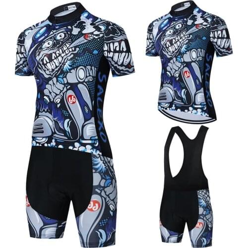 2021 Skull Pattern Cycling Clothing Team Jersey Kit Summer Men Short Sleeve Set MTB Clothes Bike Uniforme Ropa Ciclismo Hombre