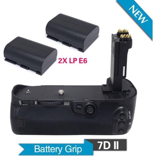 Meike MK-7DII Vertical Battery Grip with 2pcs LP-E6 Batteries for Canon EOS 7D Mark II Camera as BG-E16