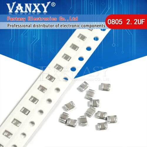 100pcs 2.2UF X5R Error 10% 16V 0805 225 SMD Thick Film Chip Multilayer Ceramic Capacitor