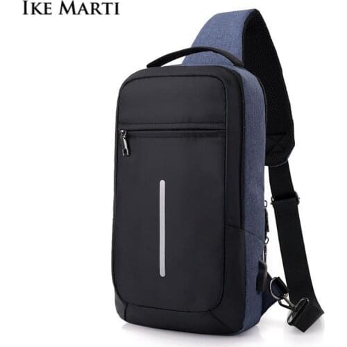 IKEMARTI Cell Phone Chest Bag Men Travel Storage Shoulder Messenger Bag Usb Charging Waterproof Short Trip Chest Bag Pack