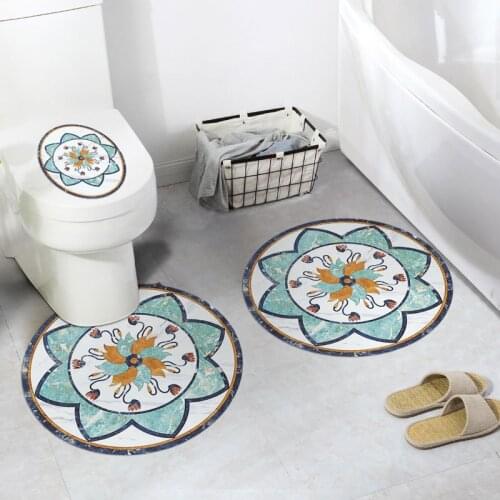 Toilet Stickers Twill anti-skid Round Floor Stickers Bathroom Waterproof Round Parquet Stickers Self-adhesive Toilet Stickers