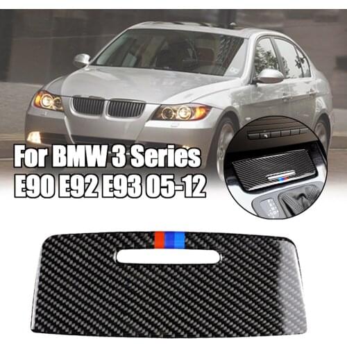 Real For BMW 3 Series E90 E92 E93 2005-2012 Car Storage Box Panel Sticker Carbon Fiber Trim Cover Decals Interior Decoration