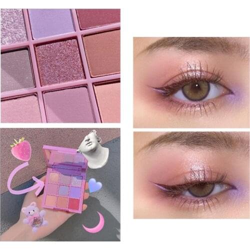 9 Colors Eye Shadow Palette Glitter Shimmer Easy to Color Eyeshadow Waterproof Lasting Comestic Create Shiny Stylish Look TSLM2