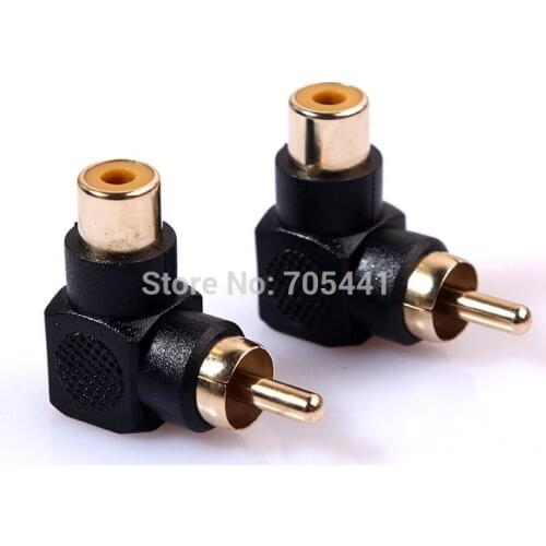 3pcs/lot 90 degree RCA Male to Female M/F Audio AV Plug Connector Adapter