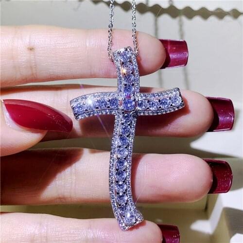 925 Sterling silver Unique Big Cross Pendants AAAAA Cz Stone Party Wedding Pendant with Necklaces for Women Men jewelry