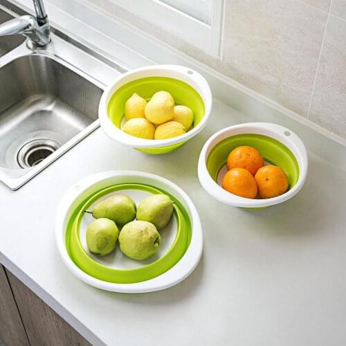 23/26/30CM Foldable Sink Kitchen Plastic Washing Fruit Bowl Portable Retractable Fruit Basket Kitchen Vegetable Storage Basket