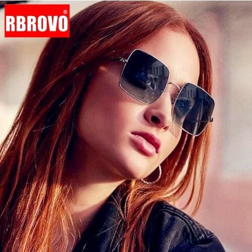 RBROVO 2021 Square Retro Sunglasses Women Vintage Glasses Women High Quality Eyewear Women/Men Mirror Oculos De Sol Feminino