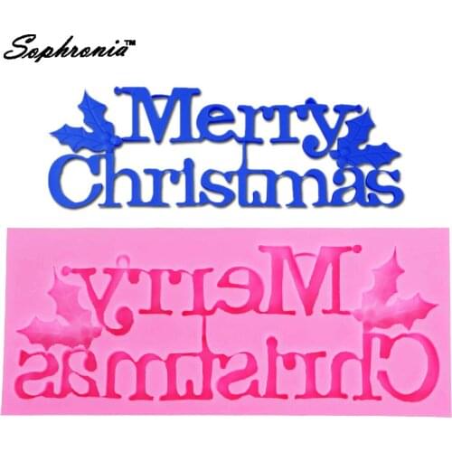 Sophronia F1232 Merry Christmas Silicone Mold Jelly Candy Chocolate Fondant Border Cupcake Cake Decorating Tool 23*7.7*1.2cm