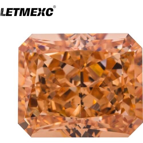 Loose Champagne High Carbon Diamond Cubic Zirconia Lab Zircon CZ Octagon Crushed Ice Cut 10x12mm for Custom Jewelry