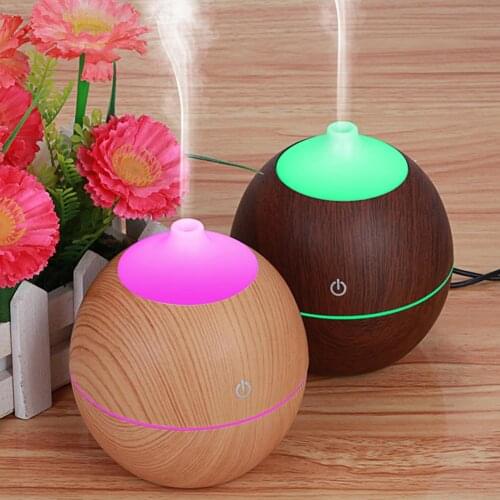Air Humidifier 130ml Wood Grain USB Rechargeable Humidifier Essential Aroma Oil Diffuser Ultrasonic Mini Mist Maker LED Light