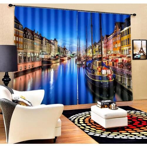 Venice Water City Natural Scenery 3D Printing Curtain Bedroom Sunshade Fabric Custom Decoration Curtain with Hook Decoration