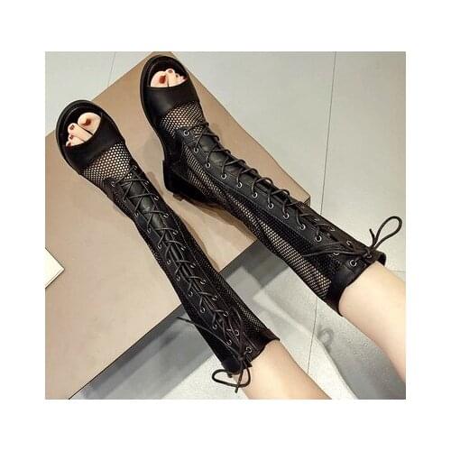 Springs New Fish-Tip Stylish Flat and Looped Roman Strappy Hollow-Out Sandals