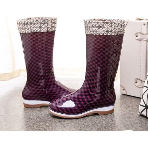 Miaoguan High Top Waterproof Boots Women Rain Shoes 2021 Spring/autumn PVC Womens Rain Boots Fashion Non-slip Adult Water Shoes