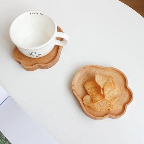 Japanese Solid Wood Bear Paw Shape Cartoon Coaster Wooden Small Saucer Coffee Cup Potholder Snack Plate