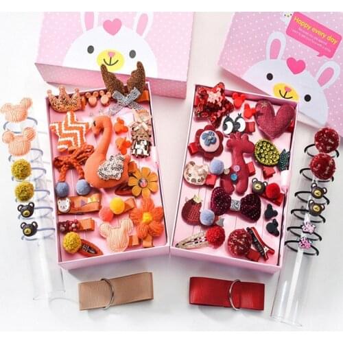 24pcs/set Gifts Box Kids Fashion Hair Accesories Hairpin Headband Gift Baby Girls Hairbands Hairclip Hair Barrettes with Box