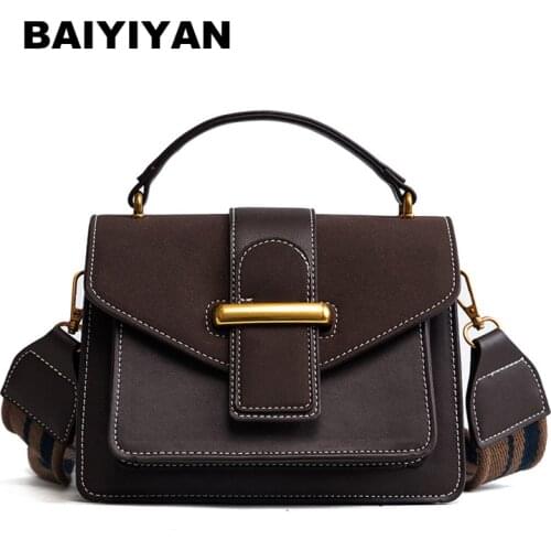 Nubuck Leather European and American Retro Buckle Women Shoulder Bag Messenger Bag High Quality Tote Bag Wide Shoulder straps