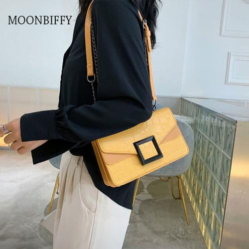 Women Stone Pattern PU Leather Crossbody Bags 2021 Small Shoulder Simple Purses Female Luxury Chain Handbags