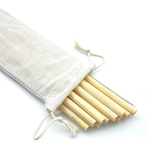 10Pcs Natural Organic Bamboo Straw Set Eco Friendly Bamboo Straw Reusable Drinking Straws with Straw Case Brush