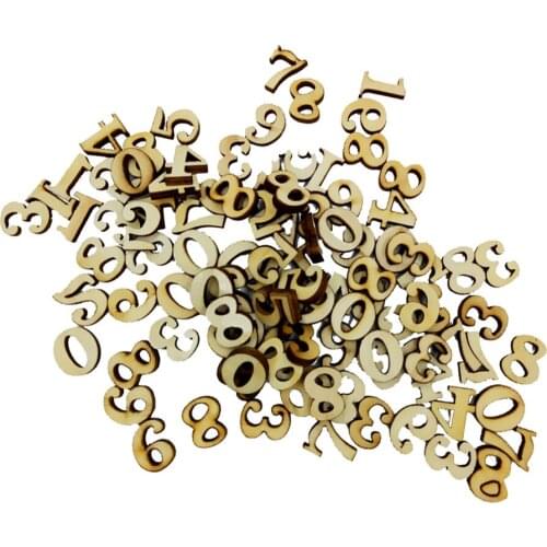 Blesiya 100 Natural Wood Arabic Numbers DIY Scrapbooking Embellishment 15mm