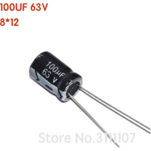 20PCS/LOT 100UF 63V 8*12 Aluminum electrolytic capacitor 8*12 Electrolytic Capacitor 63v 100uf