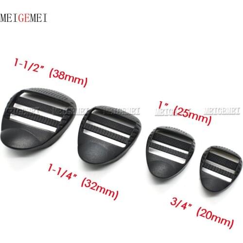5pcs Plastic Webbing Size 20mm 25mm 32mm 38mm Ladder Lock Slider Adjustable Buckle Belt Buckle For Backpack Straps Black