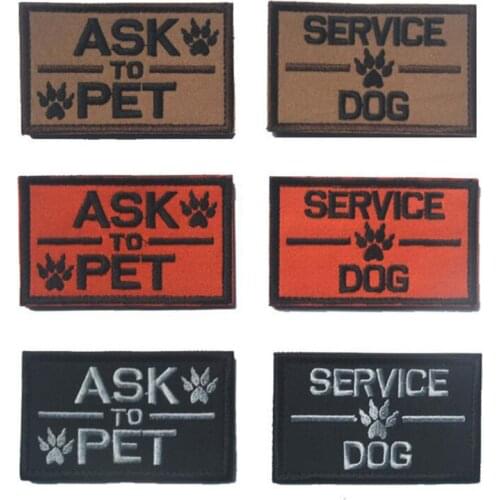6pcs/set Embroidery ASK TO PET Patches Service Dog Tactical Badges Armband Animal Enthusiast Clothing Backpack Decor