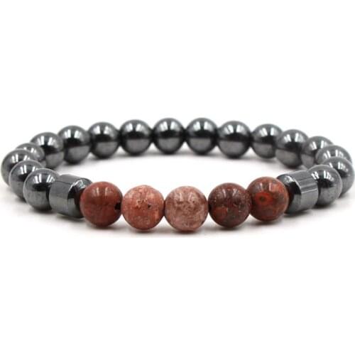 8mm trj234 adjusted Charm red nature bead hematite bead Bracelet women Healing Prayer Reiki Chakra Buddha Yoga