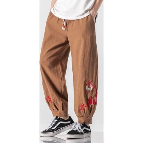 Cotton Linen Harem Pants Men Joggers Man 2021 Summer Trousers Male Chinese Style Baggy Pants Harajuku Bloomers Men Kimono 30733