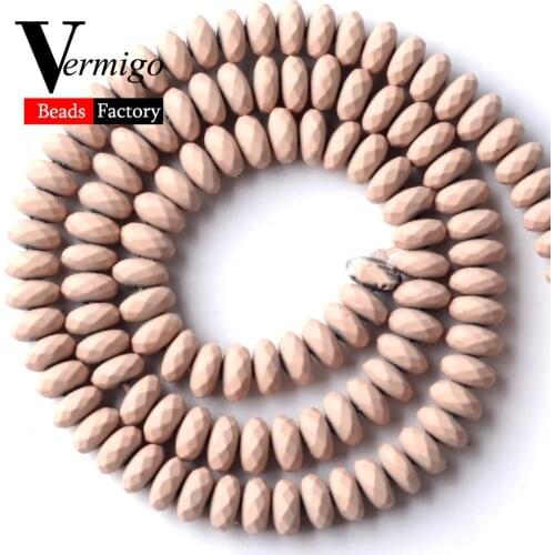 Light Pink Nanotech Rubber Hematite Abacus Beads For Jewelry Making 6mm Spacer Loose Stone Beads Diy Bracelets Accessories 15
