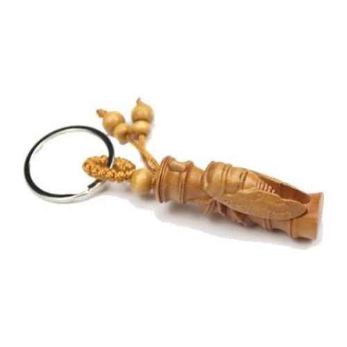 Wholesale natural Mahogany Three-dimensional Engraving Guanyin Key Chain Lifelike Pendant Key Ring Jewelry Gift For Car S22