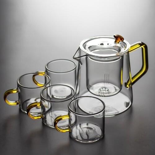 Resistant Glass Teapot with Infuser Filter Black Tea Pot Set Transparent Coffee Pot High Quality Borosilicate Glass tea infuser