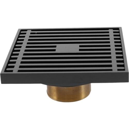 Black Brass Shower Drain Bathroom Floor Drain Tile Insert Square Anti-Odor Floor Drain Waste Grates Toilet Balcony Drains