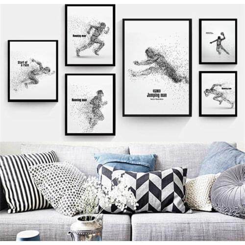 Black White Figure Sport Abstract Impression Home Decor Print Poster Nordic Canvas Painting Living Room Office Picture Wall Art