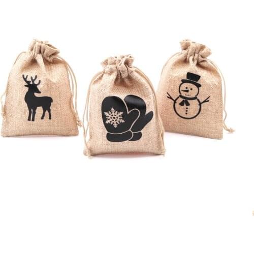 3 Sizes Jute Stored Bags Jewelry Gift Packing Sacks 10PCS Linen Beads Flower Packaging Bags Christmas Favor Candy Storage