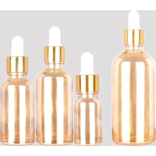 10ml 15ml Amber gold glass essential oil bottle Glass Aromatherapy Liquid for Essential Massage Oil Pipette Refillable Bottles