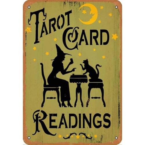 Tarot Card Readings Retro Metal Tin Sign Vintage Aluminum Sign for Home Coffee Wall Decor 8x12 Inch