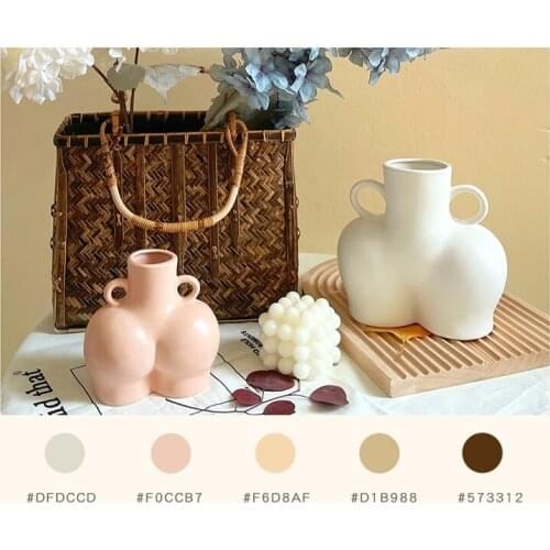 Creative Nordic Ceramic Simulation Body Art Dried Flower Plant Arrangement Vase Decorative Living Room Bedroom Studio Home Decor