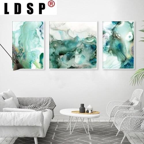 LDSP Abstract Mint Green Marble Wall Art Pictures Canvas Painting Gallery Posters And Prints Interior For Living Room Home Decor