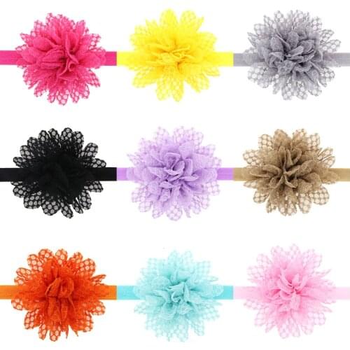 Cute 8pcs Baby Girls Lace Cotton Flower Headband Fabric Flower Hair Bands Newborn Infant Photo Props Kids Hair Accessories