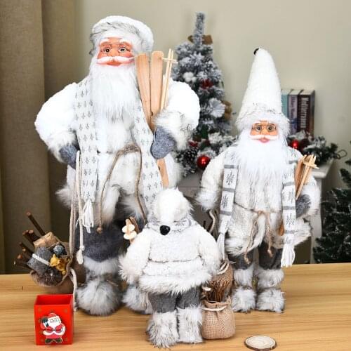 Cute White Santa Christmas Decorations Children Toys 2021 New Year Home Ornaments Decor Santa Claus Plush Doll Garden Party Gift