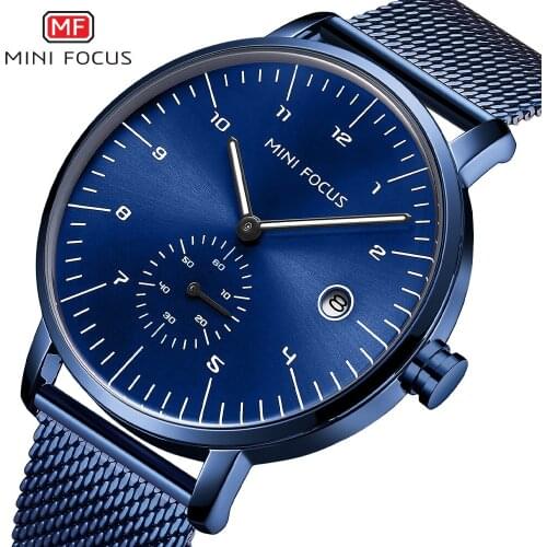 MINI FOCUS Watch 0303 G Fashion Mens Watches Simple Quartz Waterproof Watches Men Wrist Stainless Steel Clock Relogio Masculino